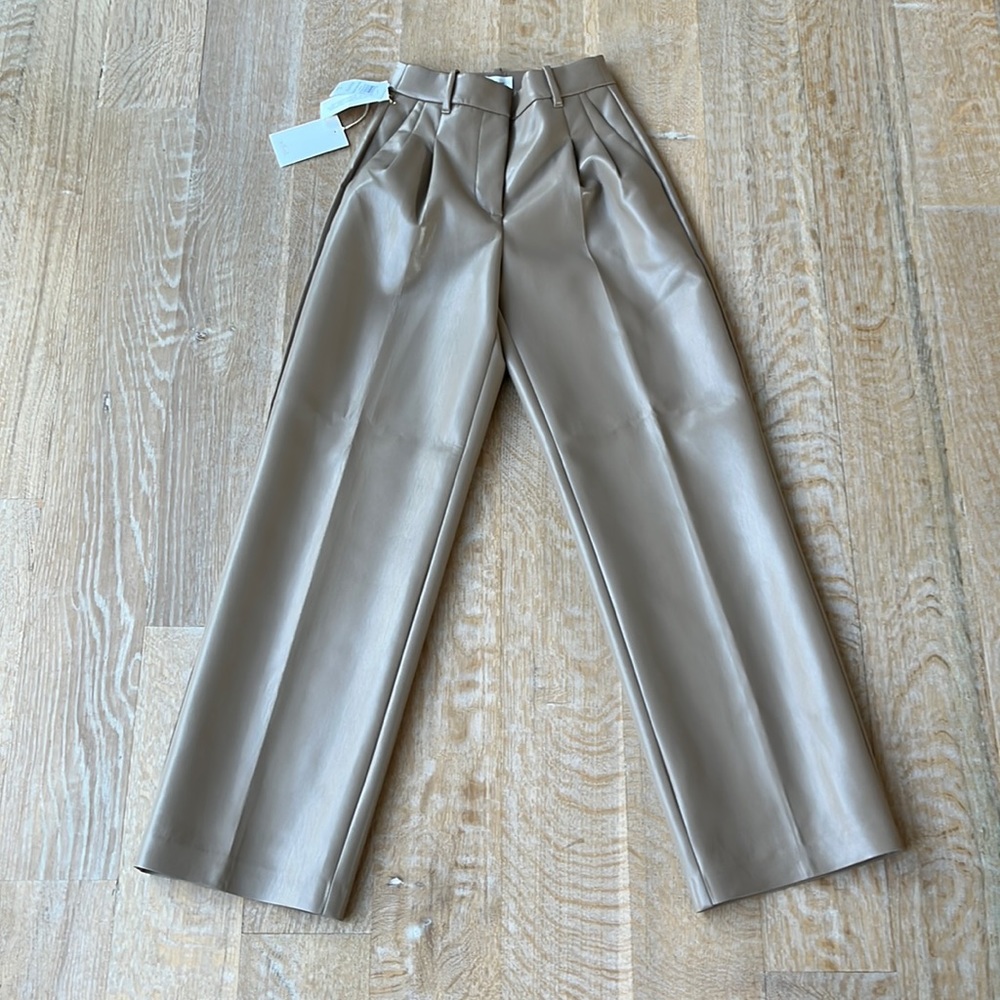 NWT - Aritzia Effortless Vegan Leather Pants - 00 Golden Camel